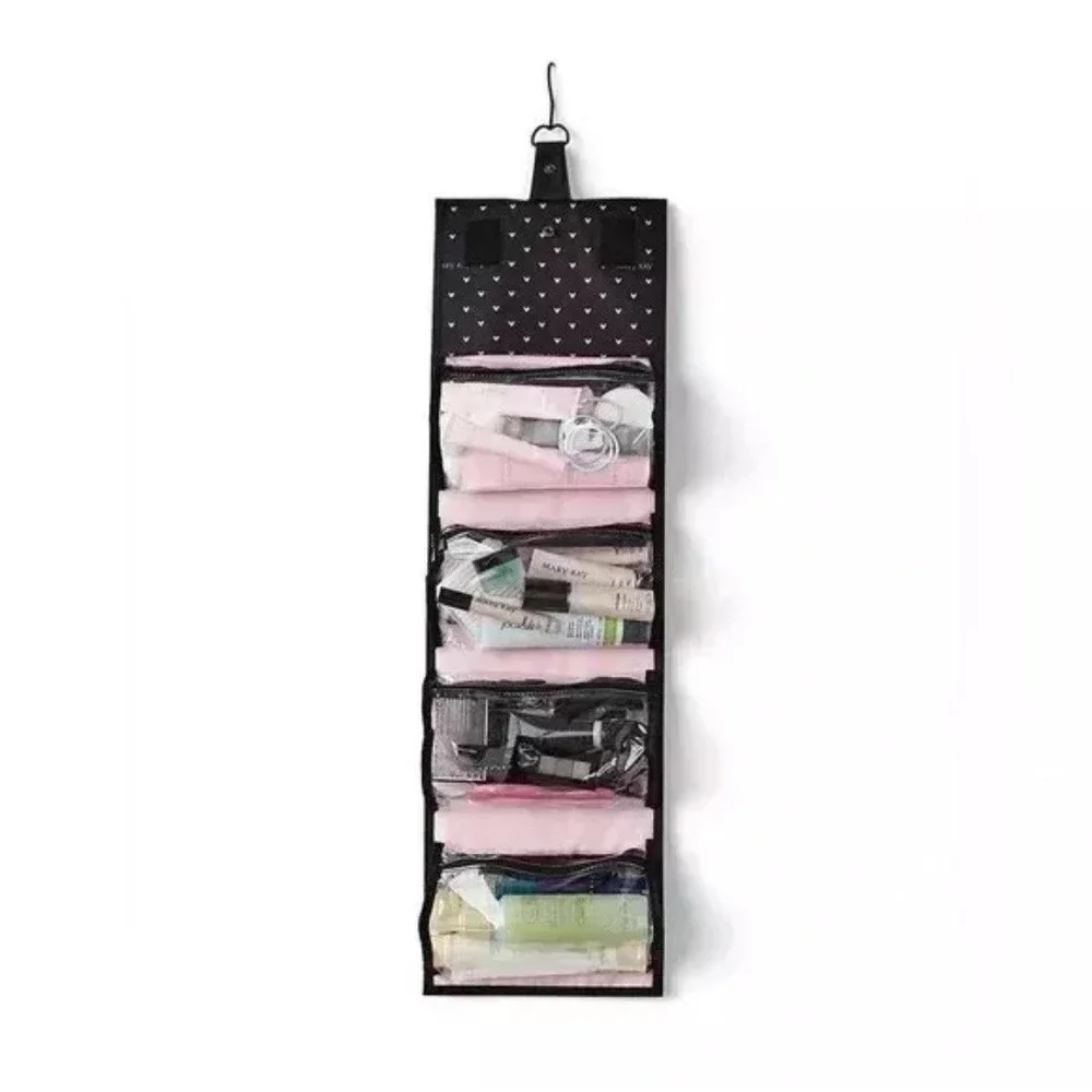 Mary Kay Travel Roll Up Bag Organizer Only (UNFILLED) Black w/Pink Hearts NEW